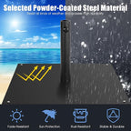 HAPPYGRILL 20” Patio Umbrella Base, 35 LBS Square Outdoor Market Umbrella Base Stand with 4 Adjustable Footpads, 1.6”/1.9” Adapters, Tightening Knob, Quick Setup, Weather-proof Umbrella Holder