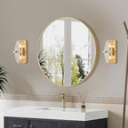 DANSEER 2-Light Modern Gold Wall Sconce - 13 Inch Hardwired Indoor Wall Light with Water Rippled Glass Shades and Gold Finish for Living Room, Bedroom, Kitchen, Hallway