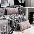 12x20 Pink Throw Pillow Covers: 2 Pack Original Striped Velvet Rectangular Decorative Pillow Cases for Farmhouse Couch