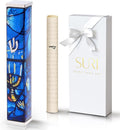SURI Mezuzah for Door with Printed Scroll Inside | 4" Modern Mezuzah Case (Silver Blue)