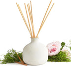 Blueme Romance Diffuser | Oakmoss & Sandalwood | 16.91 Fl Oz - Refillable Wellness Diffuser, Contains Essential Oil, Sustainable, Hand Finished, Premium, Luxury Ceramic, Natural Rattan Reeds | Large