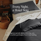 Brooklinen Luxury Percale Duvet Cover – 100% Cotton, Cool, Crisp, Extra-Long Corner Ties, Button Closure, Soft & Breathable – Machine Washable, Duvet Cover Full/Queen Bed Sizes (Slate)