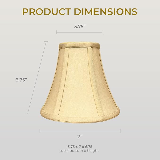 Royal Designs, Inc. BSO-704RC-7AGL True Bell Basic Lamp Shade with Round Clip, 3.75 x 7 x 6.75, Antique Gold