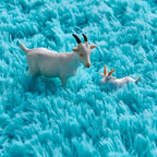 FJZFING Blue Round Rug Ultra-Soft Plush Modern 4x4 Circle Area Rug for Kid's Bedroom, Fluffy Shag Circular Rug for Nursery Room, Non-Slip Home Decor Cute Blue Carpet for Teen's Room