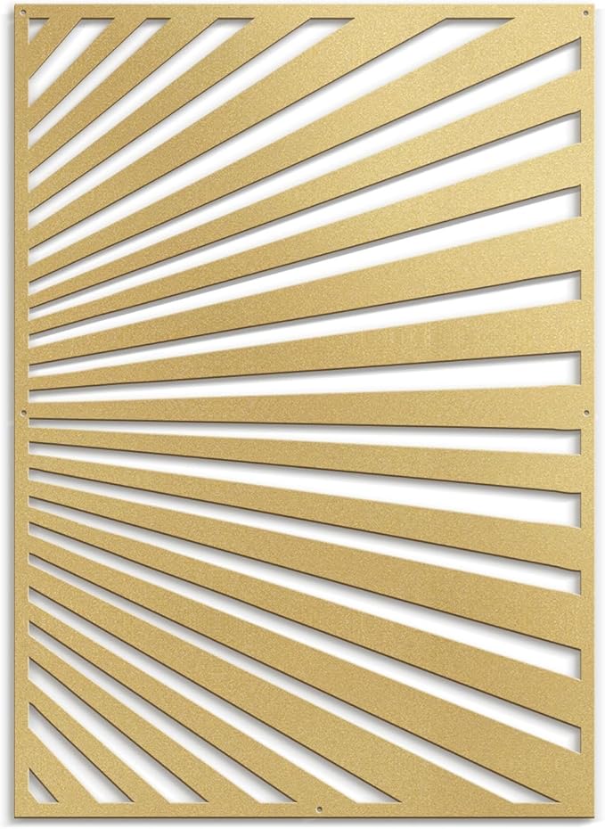 SIGNLEADER Metal Wall Art Decor Gold Stripe Pattern Minimalist Modern Abstract Wall Sculpture Hangings Home Decoration for Living Room, Bedroom, Bathroom, Kitchen, Outdoor - 18" Gold