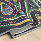 Kids Rug,Children's Room Rug,Road Race Play Rugs, Rail City Living Rugs, Washable Non-Slip Play Mats. (Grey, 31x47in)