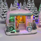 Pet Grooming Trailer Animated Christmas Village with LED Lights and Music