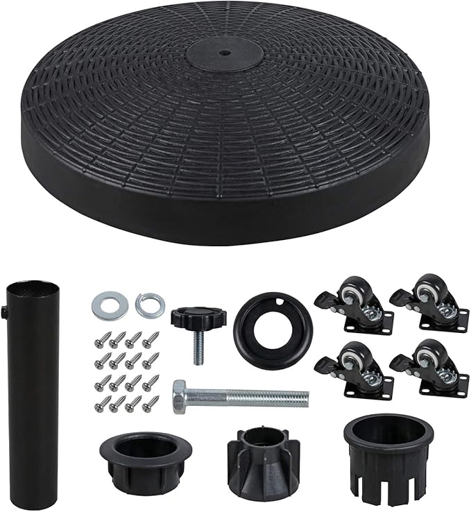 COBANA Patio Umbrella Base, Heavy-Duty Stand Resin Weights with Wheels for Outdoor Market Umbrella, 52lbs, Black