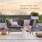 MIULEE Pack of 2 Decorative Outdoor Solid Waterproof Throw Pillow Covers Faux Linen Garden Farmhouse Cushion Cases for Patio Tent Balcony Couch Sofa 18x18 Inch Beige