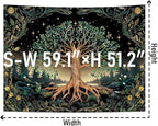 Leofanger Tree of Life Tapestry Psychedelic Mystic Floral Tapestry Vintage Plant Flower Wall Tapestries Aesthetic Tree Tapestries Wall Hanging for Home Decor(51.2"x59.1")