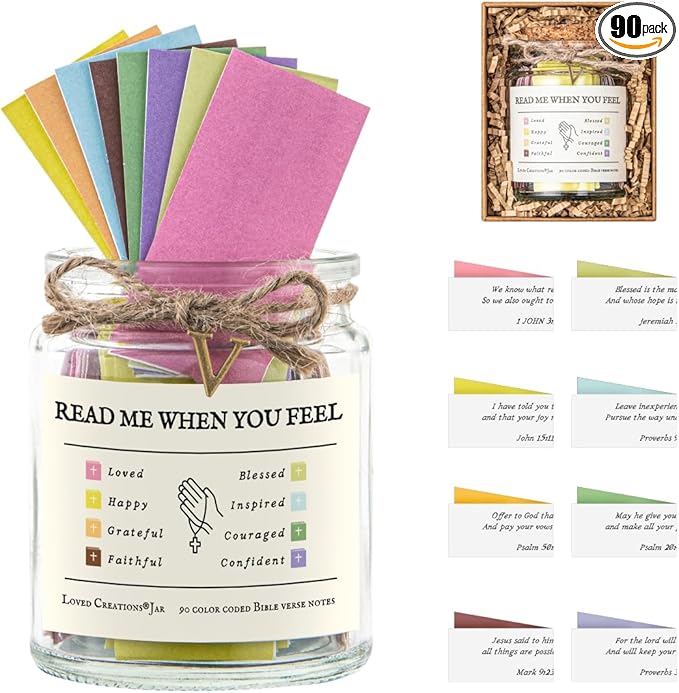 Bible Verse Jar for Christmas Gifts, Initial V Read Me When Prayer, Emotion and Feelings Scripture, Mood-booster Jar Christian Gifts for Women, Scriptural Study Supplies Men Art Work for Family