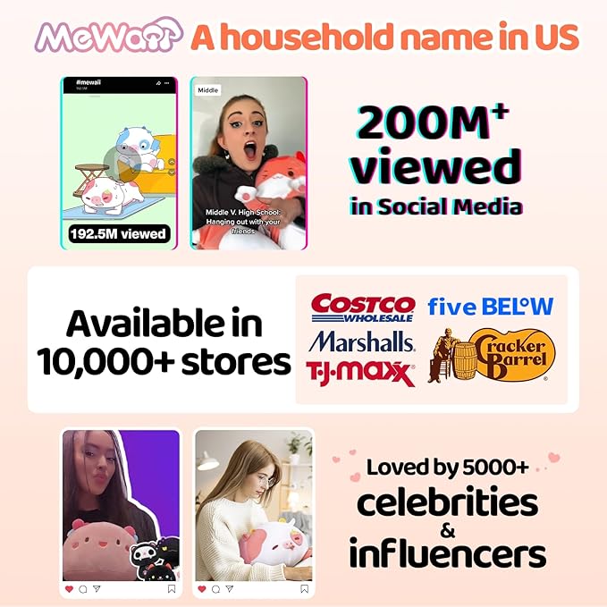 Mewaii Long Cat Plush 5 Sizes, 120% Extra Filling Giant Plushness Kids Body Pillow, Kawaii Cute Brown Cat Stuffed Animals Plushies, Big Long Body Pillow Cat Plush Gift for Girls 20”