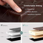 CAROLMADE Folding Storage Ottoman Cube PU Leather Footstool with Wood Legs Ottoman Footrest for Living Room and Bedroom Brown, 15x12.6 x 15.4”