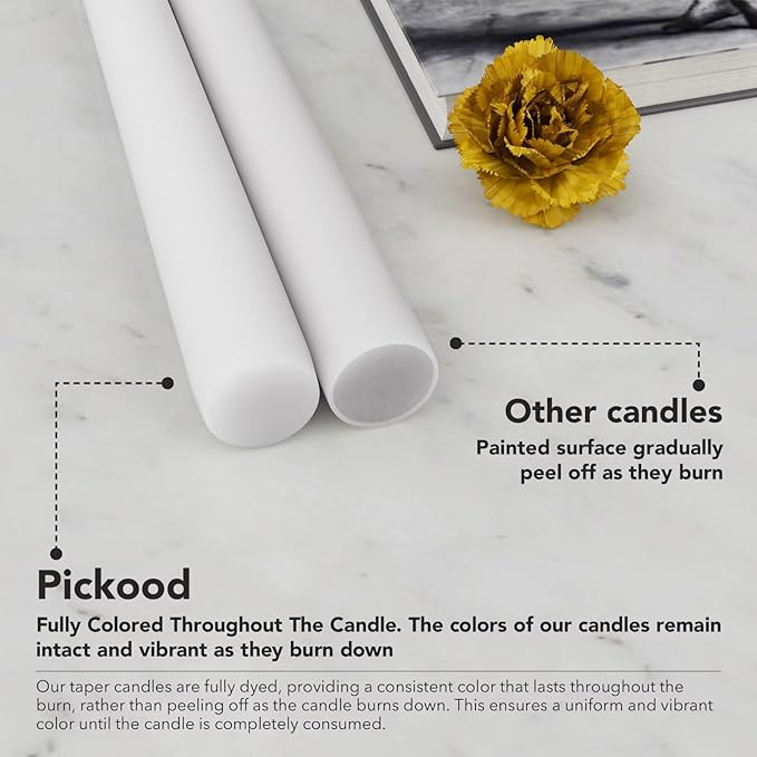 12-Inch Tall Dripless Taper Candles Set of 4 - White Tapered Candles, Perfect for Wedding,Dinner - Smokeless, Unscented, Long Burning - Hand Poured, Colored Tall Candlesticks - Blancas