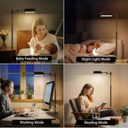 SUNMORY Dimmable LED Pharmacy Floor Lamp, 16W/1500LM Bright Reading Floor Lamp with Remote & Touch Control, 350°Swing Arm, Adjustable Task Craft Standing Lamp for Living Room Bedroom Office, Black