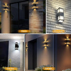 Dusk to Dawn LED Outdoor Light Fixture Wall Mount,Black Square Porch Lights Outdoor,Modern Exterior Wall Sconce Lights 13In, Bulb Includes Up Down Outside Wall Light for House Front Door