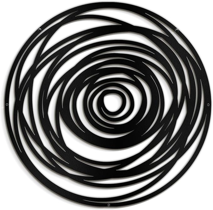 SIGNLEADER Metal Wall Art Decor Abstract Geometric Circles Minimalist Modern Abstract Wall Sculpture Hangings Home Decoration for Living Room, Bedroom, Bathroom, Kitchen, Outdoor - 24" Black