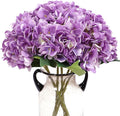 Kimura's Cabin 6Pcs Artificial Silk Hydrangea Fake Flowers Faux Hydrangea Bouquet for Home Table Centerpieces Wedding Garden Party Decoration (Purple)