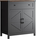ChooChoo Kitchen Storage Cabinet, Coffee Bar Cabinet, Farmhouse Buffet Sideboard with Drawer for Kitchen, Living Room, Black