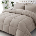 JOLLYVOGUE Full Comforter Set, Ultra-Soft Bed in a Bag Full Size 7 Pieces, Oeko-TEX Certified Bedding Set with Down Alternative Comforter, Sheets, Pillowcases & Shams, Khaki