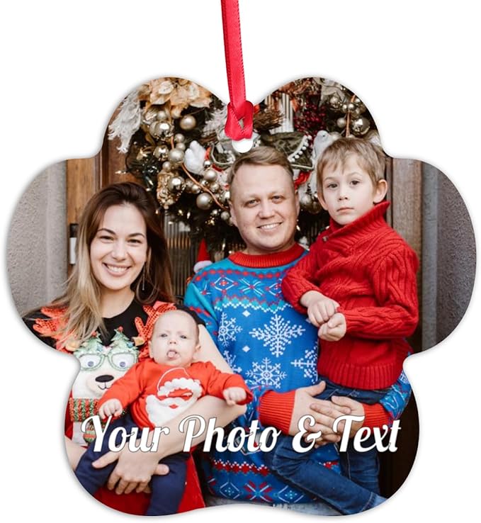 Personalized Custom Photo Ornaments for Christmas Tree - Ceramic Hanging Ornaments for Couples, Family, Wedding