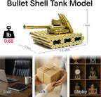 Bullet Shell Military Vehicle Sculptures - Handmade Tank, Airplane, Warship Metal Art Decor for Home, Office, Study Room for Men, Veterans (95 Tank)