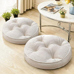 Floor Pillow Set of 2, Memory Foam Meditation Cushion, Floor Cushions for Adults Sitting, Large Round Seat Cushions for Yoga, Living Room, 20x20 Inch (Round | Off-White)