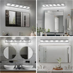 Modern LED Bathroom Lights Fixtures(6-Light),Stainless Steel Chrome Acrylic Wall Lighting,Vanity Lights for Bathroom Over Mirror(6000k 41in)