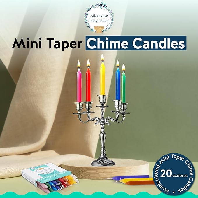 Alternative Imagination Colored Chime Candles - 20 Pack of Unscented 4 Inch Mini Taper Candles - Dripless Long Burning Ritual Candles for Meditation, Spell Work, Birthdays, Ceremonies & Home Decor