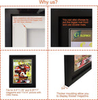Goldfinch 4 Packs Sports Magazine Frames Displays Magazines Measuring 8.5 x 11.25 or 8.25 x 11 inches with Double White Core Matting, Deep Frame Moulding, with Installed Hangers