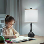 23" Farmhouse Table Lamp Set of 2, Black Metal Modern Bedside Lamps for Living Room, 3 Color Temperature Rustic Table Lamps for Bedroom, Night Stands, Dorm,Office, Home Décor (Bulb Included)