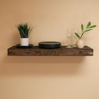 Urbandi Rustic Distressed Floating Shelves, Set of 2, Handmade Out of Pine Wood, 3 Inch Thick, Made in USA (Jacobean, 36Lx3Hx6D)