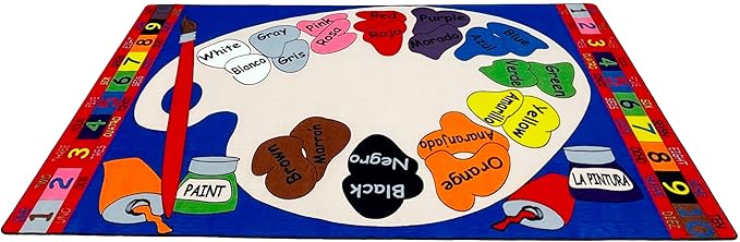 KIDCARPET.COM Paint Palette Rectangle Classroom Rug | Bordered Area Rug for Preschool Daycare Learning, 7'6" x 12'