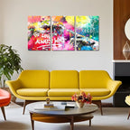 Novatique Banksy Wall Art Street Graffii Canvas Wall Art Colorful Painting Print Hand of God Graffiti Art Pictures Banksy Style Painting for Living Room Bedroom,20”x 28”x3Pcs