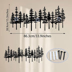 Jidecor Metal Pine Tree Wall Art Decor Nature Home Decor Cedar Trees Metal Sign Wall Decorations for Living Room, Forest Decor, Nature Lover Gift (Rustic, black, 33.9" L x 15.3" W)