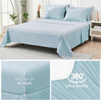 HYMOKEGE Lake Blue Queen Comforter Set Seersucker 7 Pieces, All Season Luxury Bed in a Bag for Bedroom, Bedding Set with Comforters, Sheets, Pillowcases & Shams