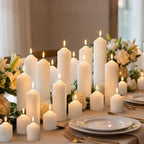 Pillar Candles Bulk Set - Unscented, Smokeless, Dripless | 3 Sizes: 2x3, 2x6, 2x8 Inches | Ideal for Weddings, Christmas & Home Decor (36, White)