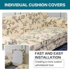 KRFOONN 4 Piece Stretch Sofa Couch Covers for 3 Cushion Couches Printed Sofa Slipcover with 3 Separate Seat Cushion Covers Washable Sofa Slip Covers Furniture Protector for Pets Kids (Large, 05)
