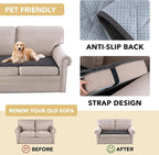 H.VERSAILTEX Couch Cover Chenille Pet Fuzzy Sofa Covers for 2 Cushion Couch Anti Slip Washable Sofa Slipcovers with Strap Soft Couch Protector Cover for Dogs Cats Kids(27.6" x 59", Grey)