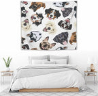 VUMIVI Dog-Head Tapestry Cartoon Pet Illustrations Cute Funny Animals Colorful Graffiti Tapestry Wall Hanging for Living Room Bedroom Dorm Classroom Aesthetic Decor W60xL50in