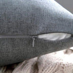 MIULEE Pack of 2 Decorative Outdoor Solid Waterproof Throw Pillow Covers Faux Linen Garden Farmhouse Cushion Cases for Patio Tent Balcony Couch Sofa 20x20 Inch Dark Grey