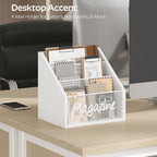 Magazine Holder, Wood Magazine Rack Floor, Mail Organizer Countertop, Magazine Mail Holder Sorter, Record Holder for Magazines, Books, Newspapers, Tablets, White MR02WW