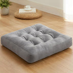 Meditation Floor Pillow Set of 1, Square Large Pillows Seating for Adults, Meditation Cushion Pillow,Tufted Corduroy Cushion for Tatami Living Room or Yoga, Light Gray, 22x22 Inch