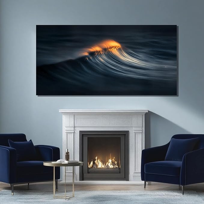 ZENPEE Dark Inspirational Wall Decor and Gold Ocean Posters, Modern Wall Art, Wall Hanging Aesthetic Decor for Living Room, Office, Bedroom, 24" x 48"