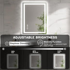 20"x28" LED Bathroom Mirrors for Wall, Front and Backlit Mirror, Anti-Fog Vanity Mirror with Lights, Stepless 3 Colors Dimmable Smart Lighted Mirror(Horizontal/Vertical)