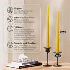 12-Inch Tall Dripless Taper Candles Set of 4 - Lemon Yellow Tapered Candles, Perfect for Spring - Smokeless, Unscented, Long Burning - Hand Poured, Colored Tall Candlesticks - Lenmon