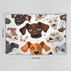 VUMIVI Cartoon Dog Head Tapestry Adorable Pets Humorous Style Abstract Art Illustration Tapestry Wall Hanging for Living Room Bedroom Dorm Classroom Aesthetic Decor W60xL40in