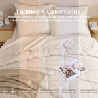 JOLLYVOGUE Queen Comforter Set, Ultra-Soft Bed in a Bag Queen Size 7 Pieces, Oeko-TEX Certified Bedding Set with Down Alternative Comforter, Sheets, Pillowcases & Shams, Beige