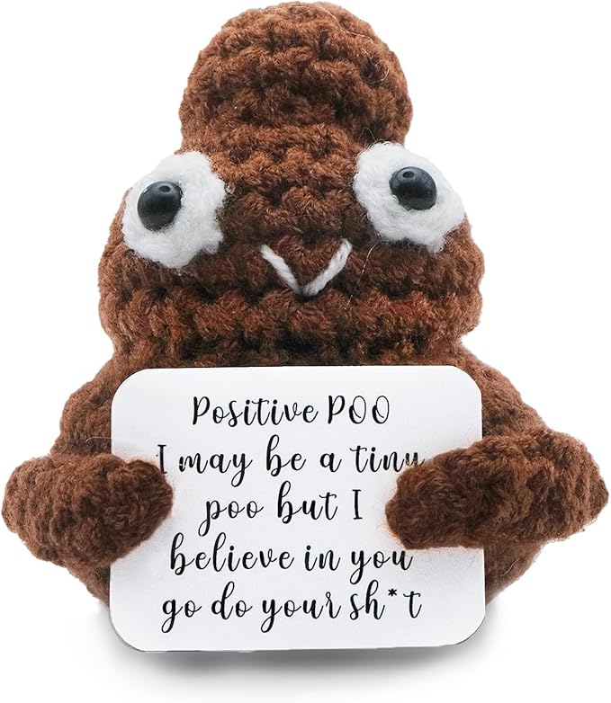 Positive Handmade Emotional Support Pickle Gift, 3.2inch Crochet Doll Inspirational Gifts with Cards, Cute Knitted Funny Gag Gift for Friends Birthday Christmas Home Office Decor