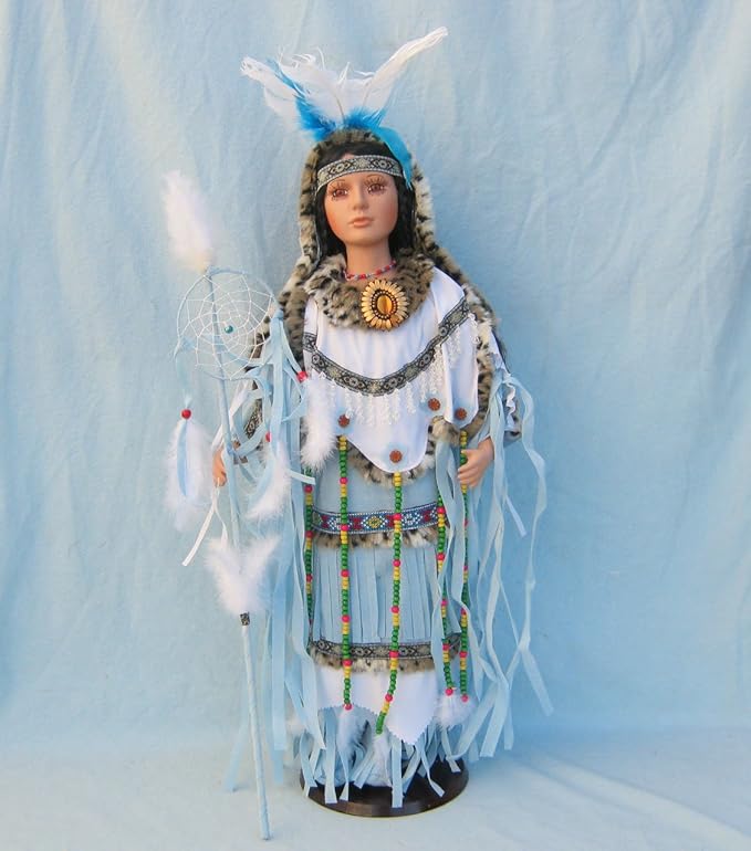KINNEX COLLECTIONS SINCE 1997 28" Collectible Native American (Indian) Porcelain Doll - Blue Bird-D28677